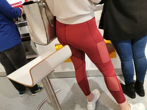 Nice ass in tight red leggings shopping
