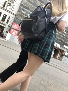 Street candid teen wearing a skirt