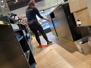 Nice Big Ass And Muscular Legs in Tights - Shop Assistant at the Sportswear Store Creepshots