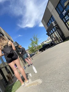 Plump teen VPL biker shorts