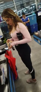 Fit girl in Nike black leggings at Walmart