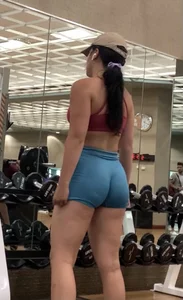 Blue spandex shorts teen ass, perfect booty w VTL at gym