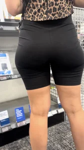Curvy Foreign PAWG blck spandex shorts