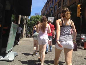 Philly girl with a nice ass in white shorts with vpl