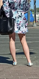 Girl in a Dress And Flats With Slim Legs Street Creepshots Collection