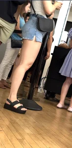 Cute asian with great legs in shorts