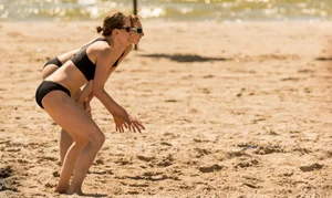 Beach volleyball babes in bikinis