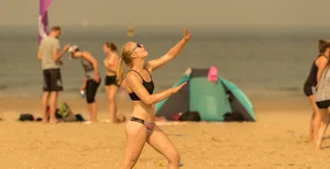 Beach volleyball babes in bikinis