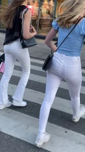 Mix of nice asses out in tight jeans
