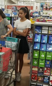 Skinny teen at the supermarket photos