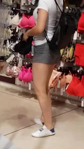 Nice ass shopping in short and tight grey shorts