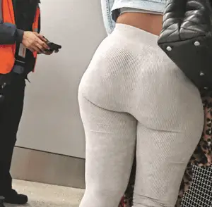 Ebony booty grey leggings Part 1 (GIF)(jiggle)(bending)
