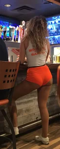 Candid sexy Hooters girls in their uniforms