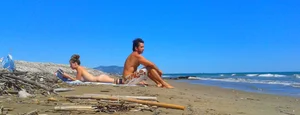 Nudist Girl with Big Breast at the Beach Candid
