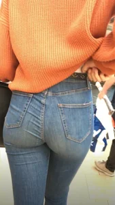 Teen in tight jeans with a good butt