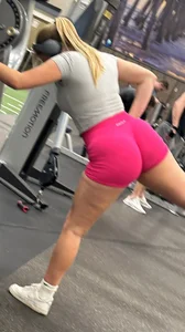 Stacked blonde college PAWG with pink shorts being eaten by ass