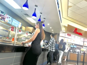 Fat booty brunette in tight black dress (oc)