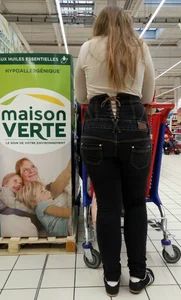 French cute teen out in tight jeans