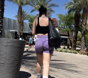 Latina jiggling in purple shorts after yoga (OC)