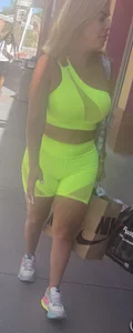 Latina in spandex shorts + other girls