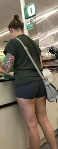 Spandex gray shorts on a thicc ass white girl