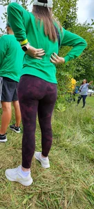 Thin Milf in purple yogas (hint of VPL)