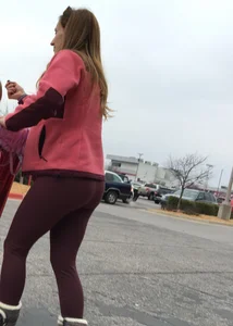 Target milf with a decent ass in maroon leggings