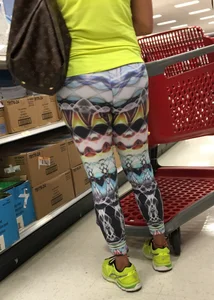 Milf shopping at Target in patterned leggings