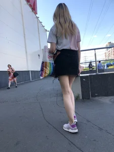 Cute Girl with Hot Legs in a Skirt Street Candid Gallery
