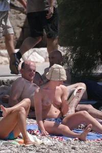 Nude girls on a beach in Hvar, Croatia