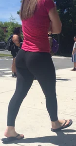Very Hot Street Ass Photo, Candid Girl in Tights And Flip-Flops