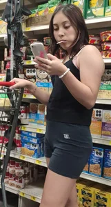 Sexyass eating sport shorts at store! Pt. 1