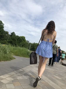 A Beautiful Candid Girl in a Short Summer Dress With Gorgeous Long Slim Legs Walking in the Park Creepshots Gallery