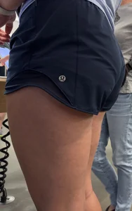 Cute blonde in lulu lemon shorts - amazing legs