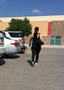 Big assed brunette in leggings at Target