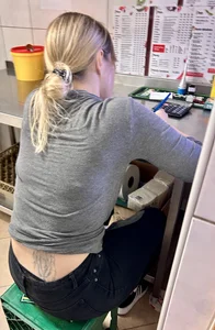 Blonde Worker with Big Ass Tight Black Jeans  (not OC)