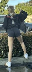 Tight college girl with a plump ass in short shorts