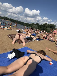 Skinny candid girl lying on the beach creepshots gallery
