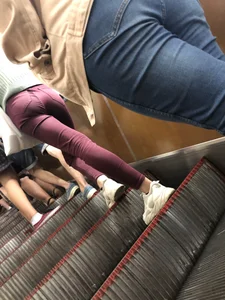 Hot Ass in Red Tight Jeans on the Subway Escalator Creepshots Collection