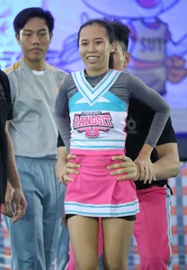 Bunch of athletic Thai cheerleaders at a competition