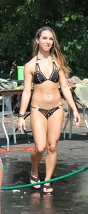 Thick sexy cutie washing motorcycles in sexy thong bikini with big booty