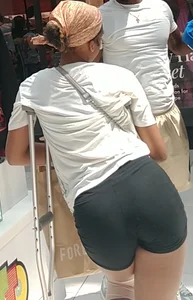 Petite Black girl on Crutches. Amazing Ass!