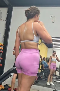Girl in tight pink shorts