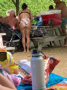 Sexy Girl in Swimsuit at the Camping Site, Nice Long And Slim Legs