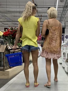 Mother upskirt and daughter showing ass cheeks