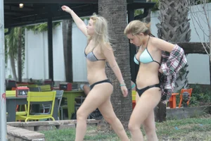 Sexy Florida beach bikini girls, some topless