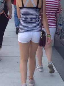 Philly girl with a nice ass in white shorts with vpl