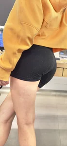 Cute blonde in black booty shorts