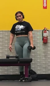 Latina in Green leggings knew I was capping