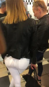 Perfect Ass in White Tight Pants Closeups